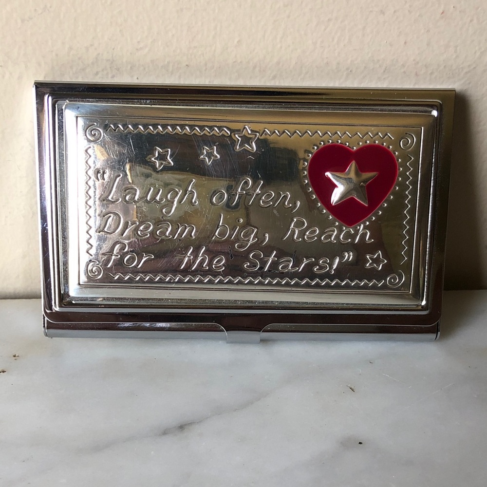 Brighton Silver Card & Key Holder with Red Heart Accent